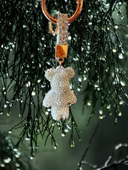Rhinestone bear keychain