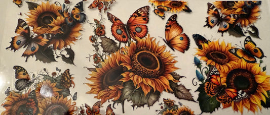 sunflowers and butterflies