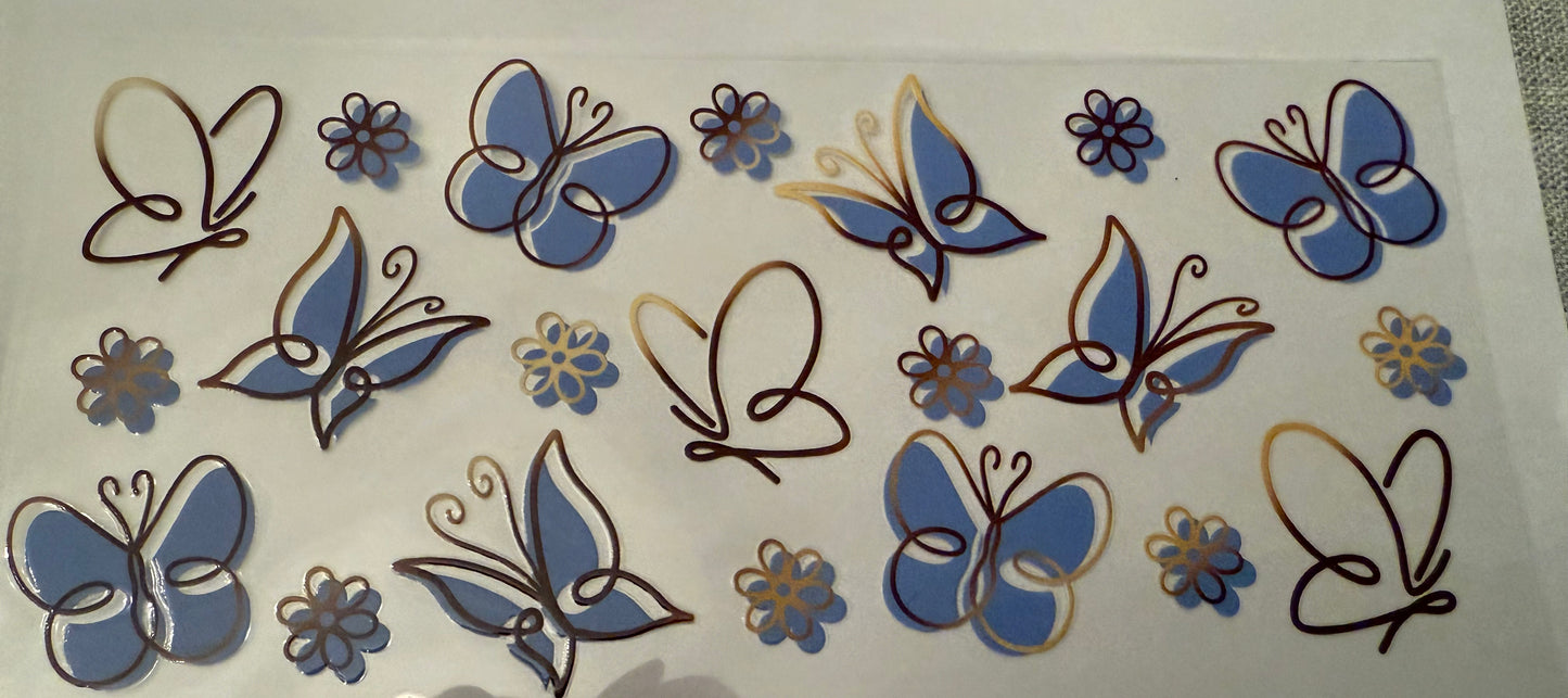 blue and gold butterflies