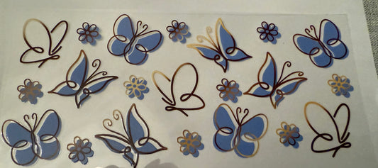 blue and gold butterflies